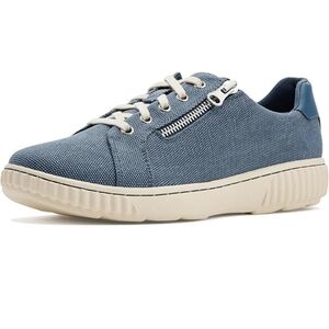 Clarks Collection Caroline Echo Slip Resistant Slip On Zipper Blue Cream 8